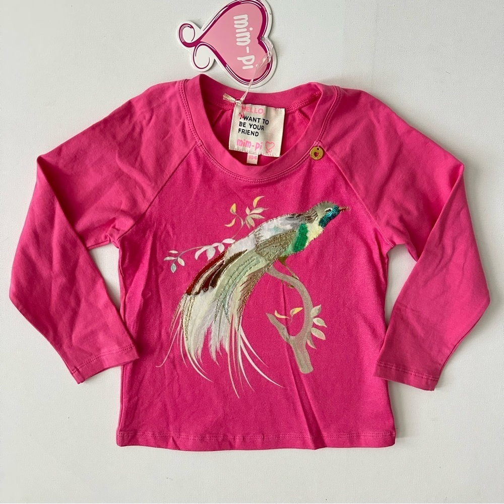 Mim-Pi Pink Long Sleeve Tee with Bird Design Size 4 years (104)